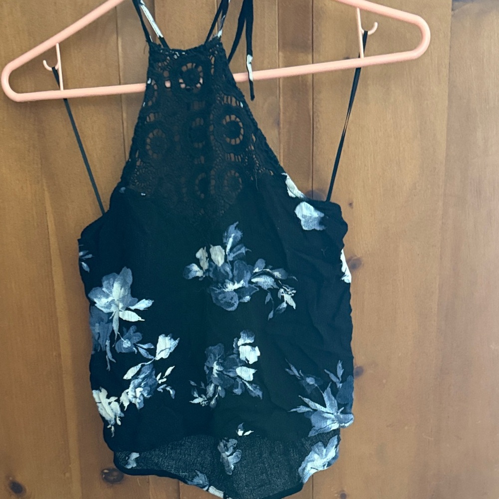 Kendall & Kylie Black Floral Lace Tank Top